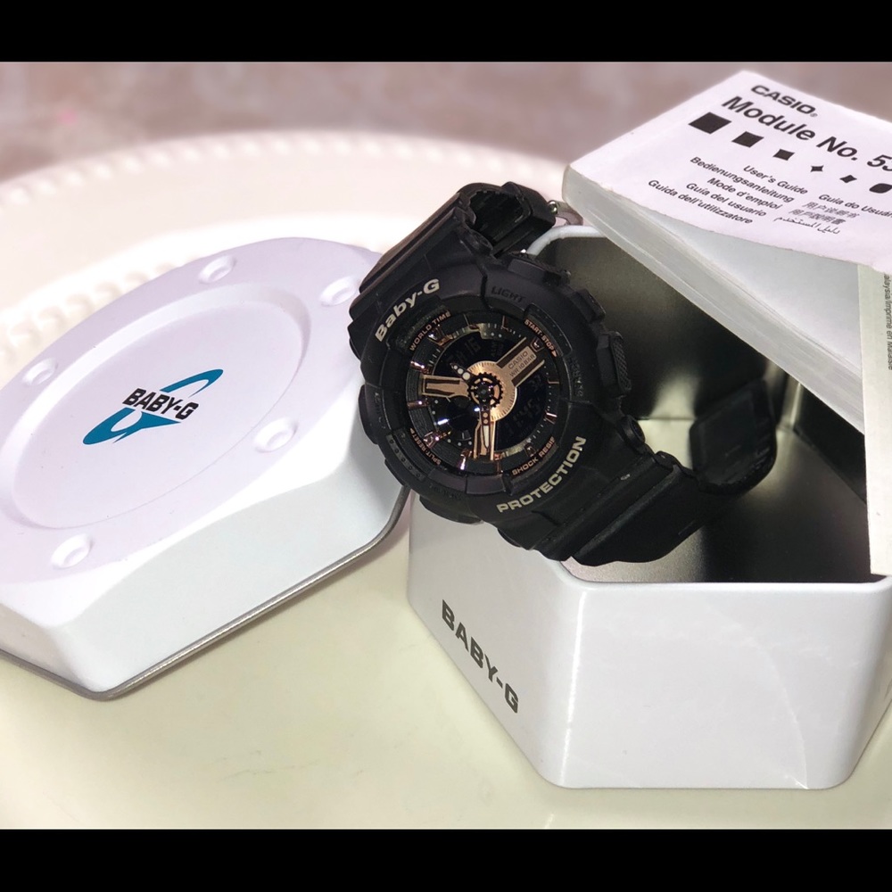 Casio Women’s Baby-G Black & Rose Gold-tone Watch